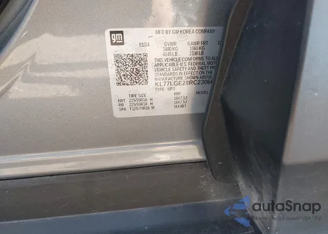 2024 Chevrolet Trax Fwd Lt z USA, uszkodzony, nr VIN KL77LHE24RC237419